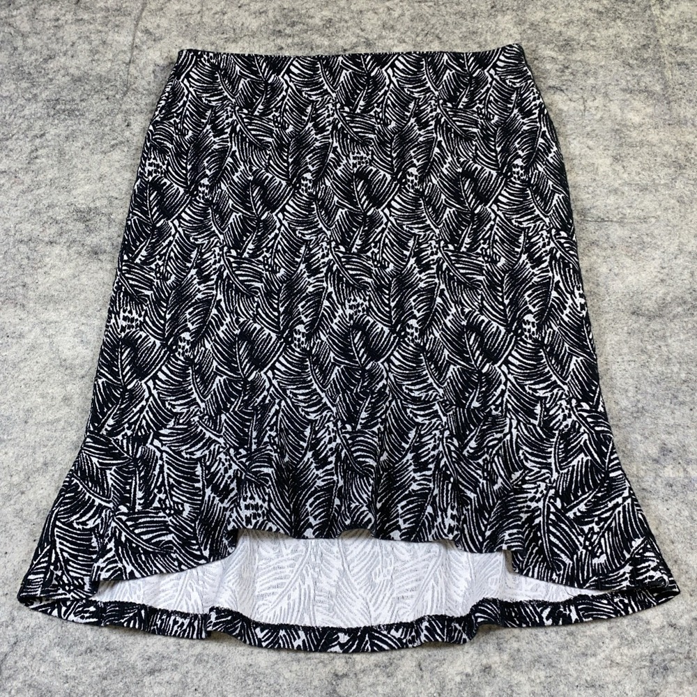 Michael‎ Kors Skirt Women's Size XL Black Floral Ruffles Hi Low Business Classy